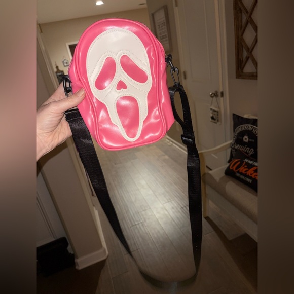 Pink and White Ghost Face Crossbody Bag - Picture 1 of 2